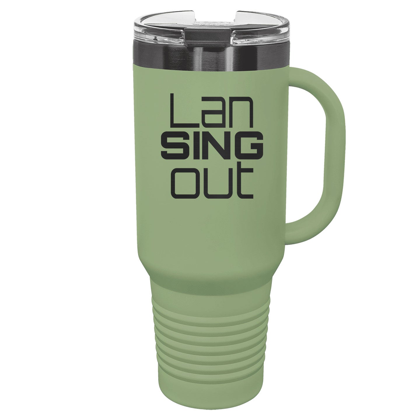 LanSINGout - Stacked Logo Ghost Black Engraved Polar Camel 40oz Travel Mug