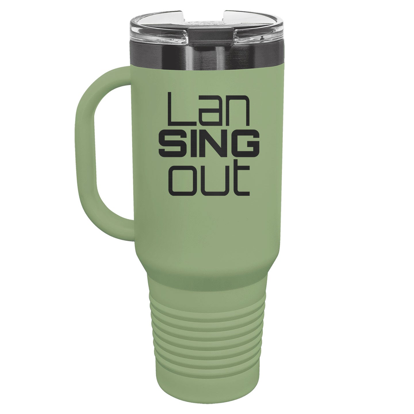 LanSINGout - Stacked Logo Ghost Black Engraved Polar Camel 40oz Travel Mug