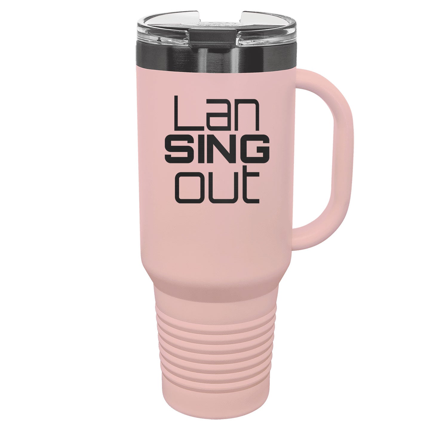 LanSINGout - Stacked Logo Ghost Black Engraved Polar Camel 40oz Travel Mug