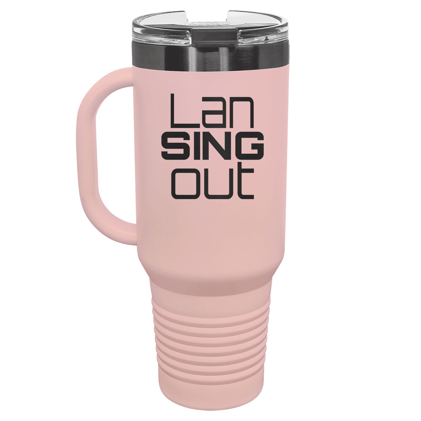 LanSINGout - Stacked Logo Ghost Black Engraved Polar Camel 40oz Travel Mug