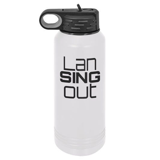 LanSINGout - Stacked Logo Ghost Black Engraved Polar Camel 32oz Water Bottle