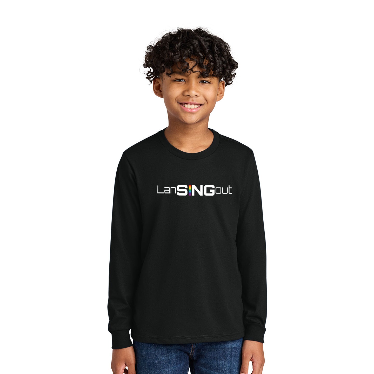 LanSINGout - Wide Logo Printed Youth Next Level Cotton Long Sleeve