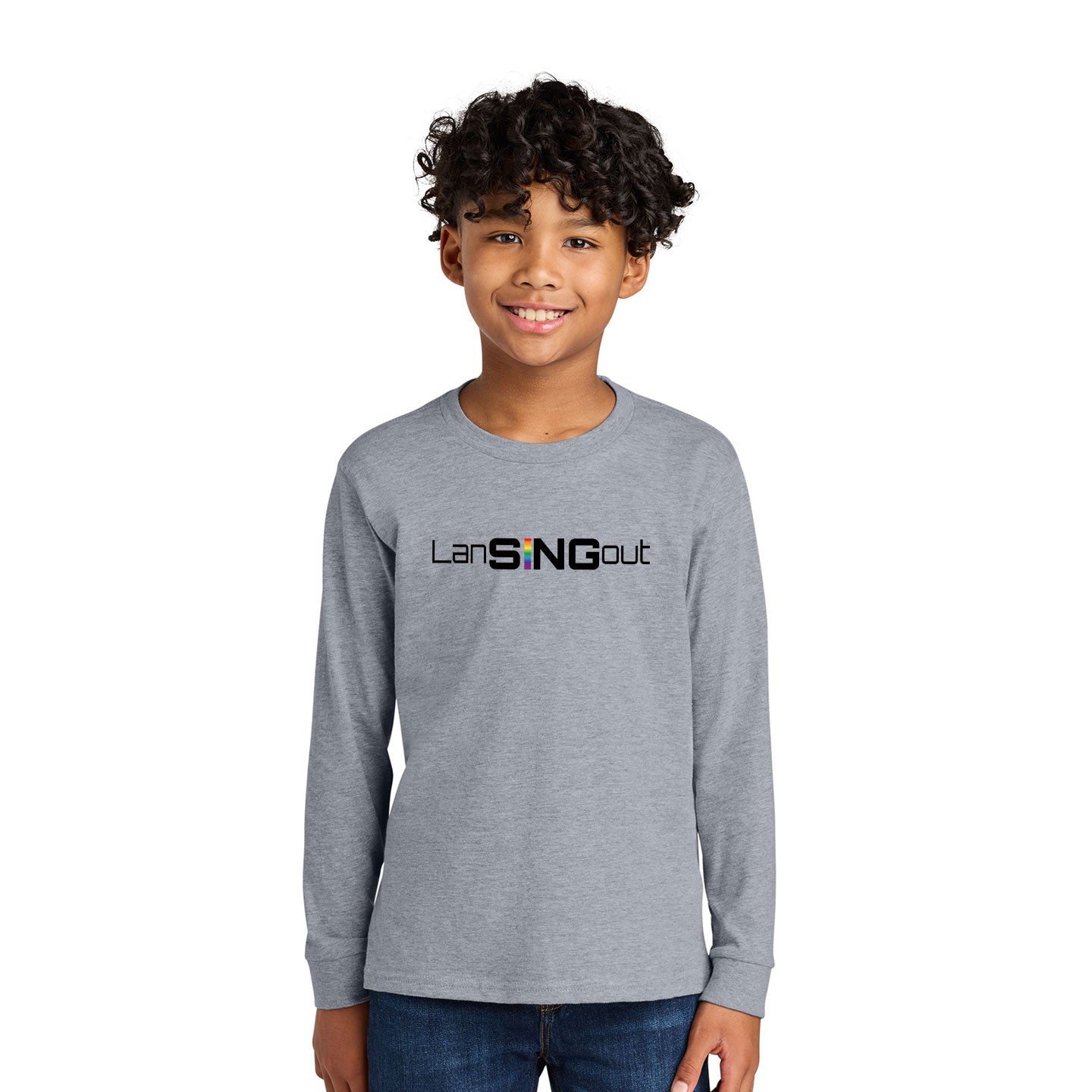 LanSINGout - Wide Logo Printed Youth Next Level Cotton Long Sleeve