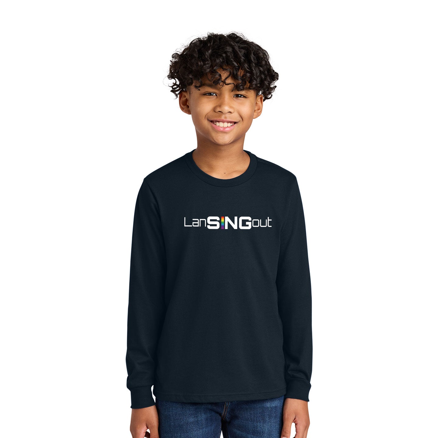 LanSINGout - Wide Logo Printed Youth Next Level Cotton Long Sleeve