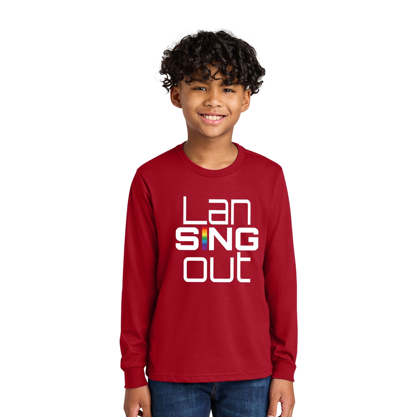 LanSINGout - Stacked Logo Printed Youth Next Level Blend Long Sleeve