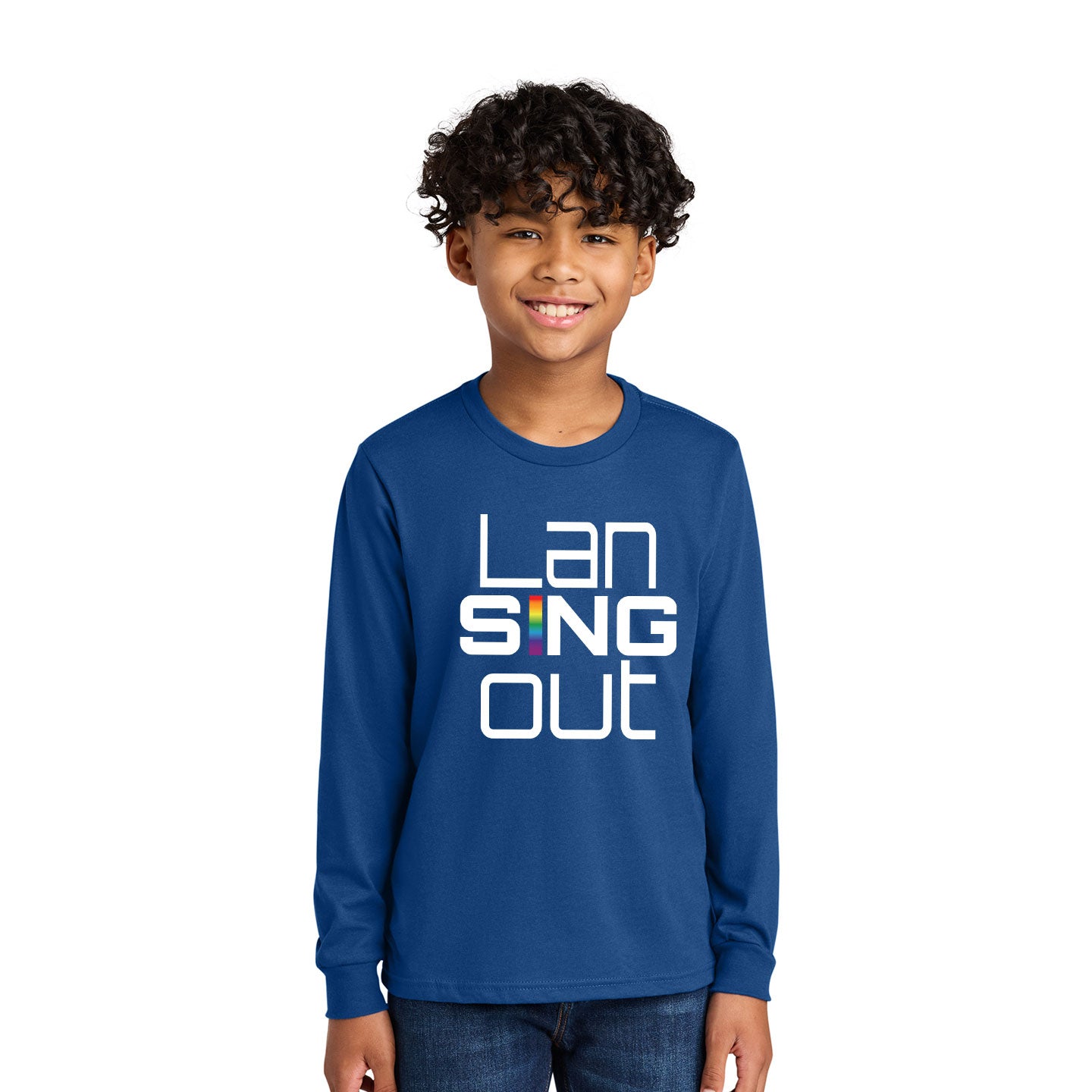 LanSINGout - Stacked Logo Printed Youth Next Level Blend Long Sleeve
