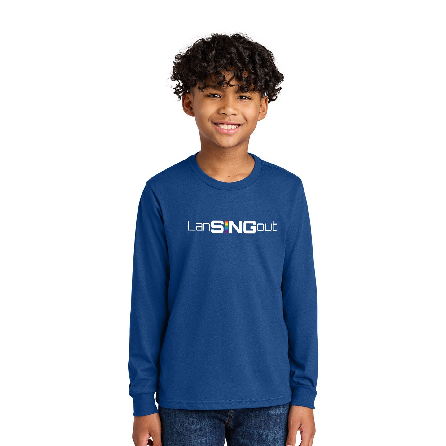 LanSINGout - Wide Logo Printed Youth Next Level Cotton Long Sleeve