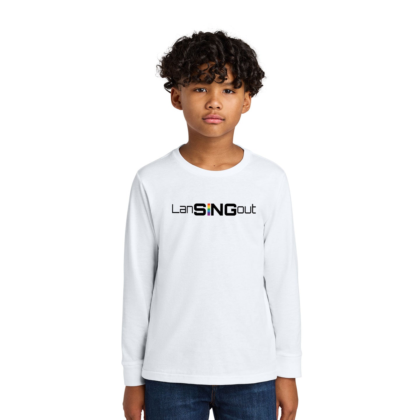 LanSINGout - Wide Logo Printed Youth Next Level Cotton Long Sleeve