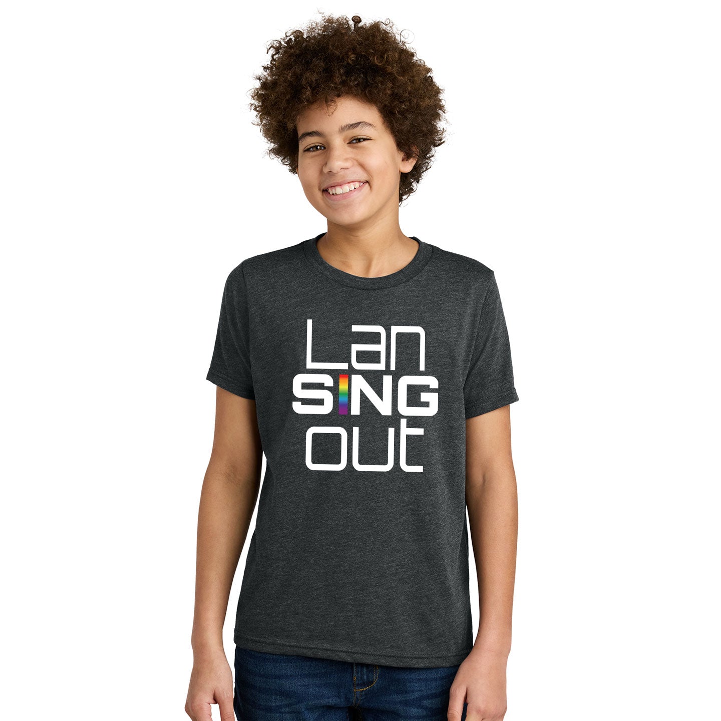 LanSINGout - Stacked Logo Printed Youth Next Level Blend Tee