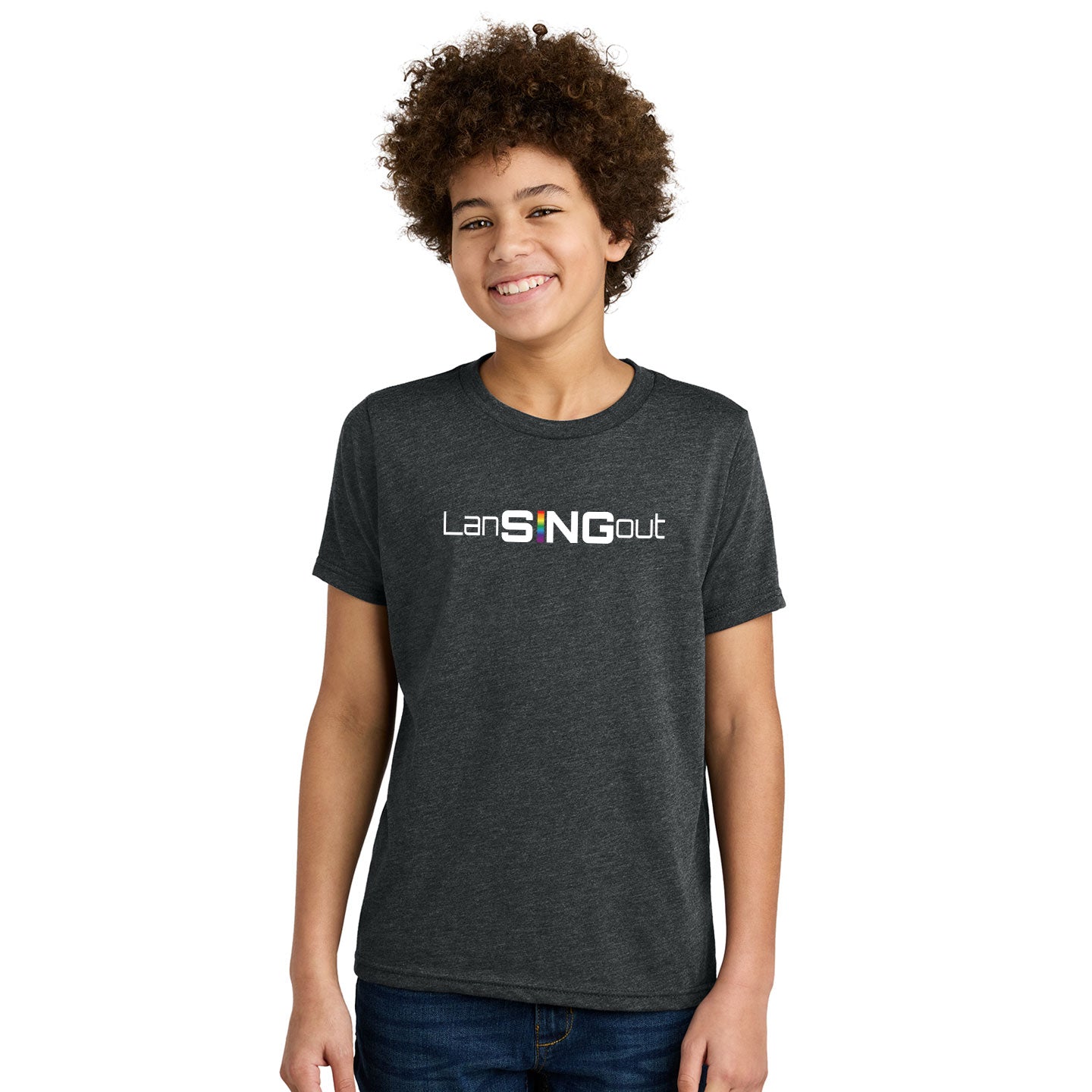 LanSINGout - Wide Logo Printed Youth Next Level Blend Tee