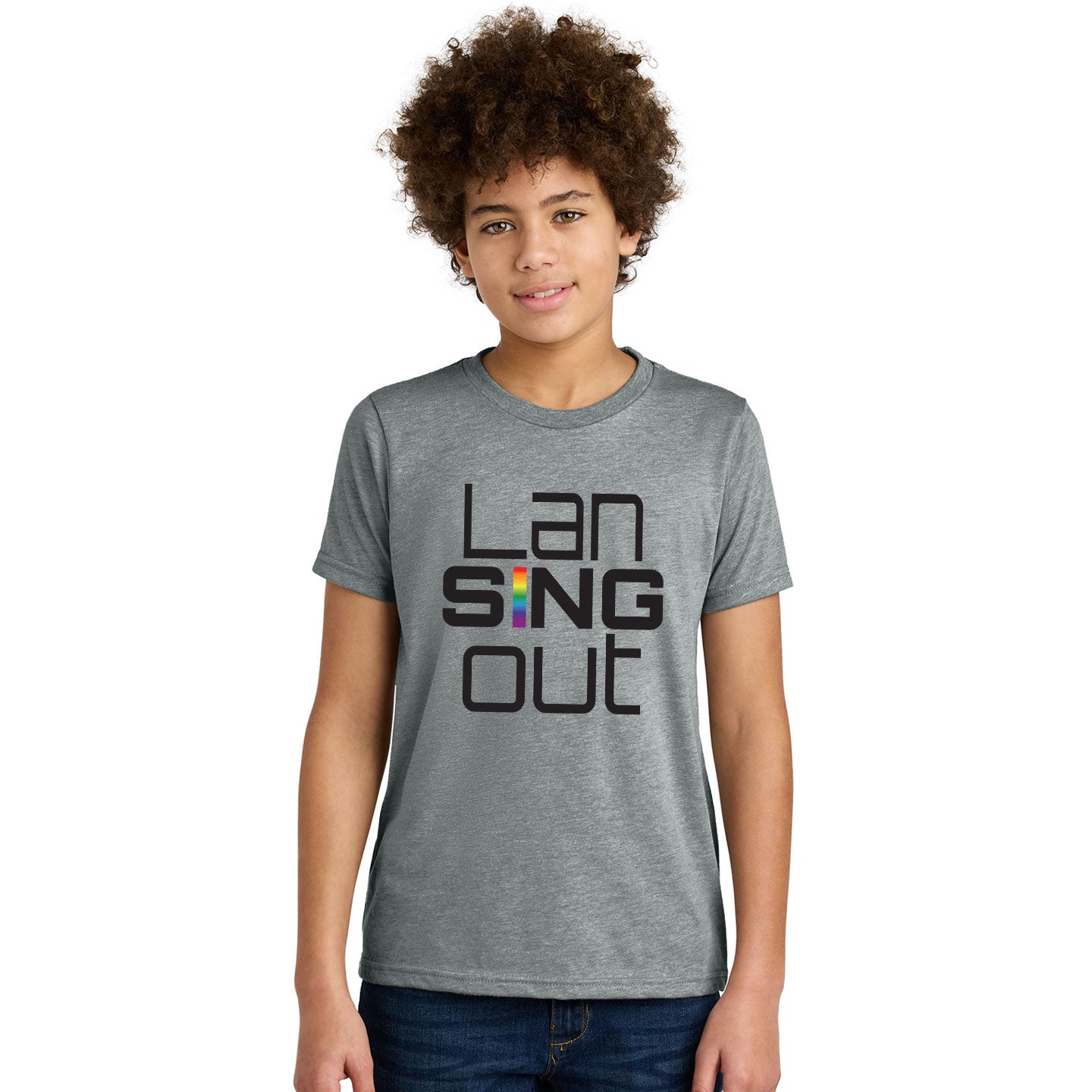 LanSINGout - Stacked Logo Printed Youth Next Level Blend Tee