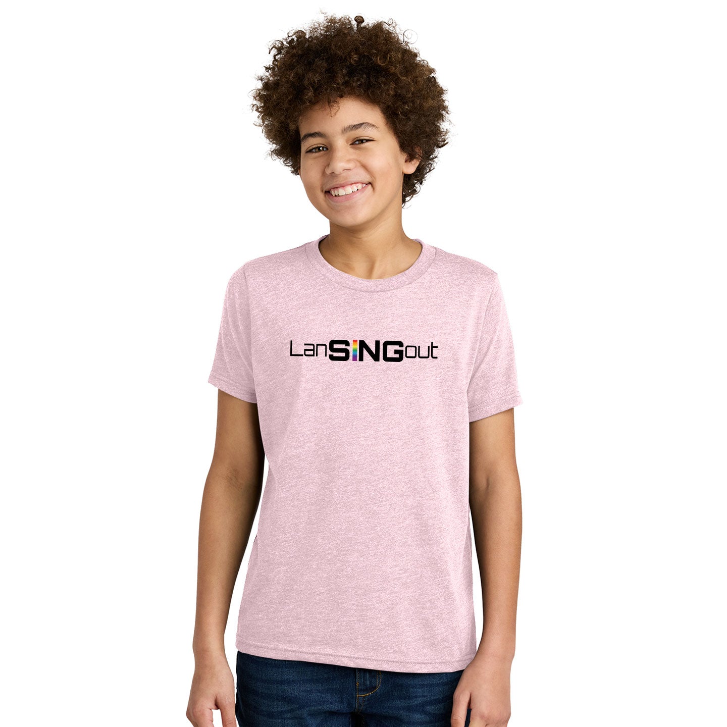 LanSINGout - Wide Logo Printed Youth Next Level Blend Tee