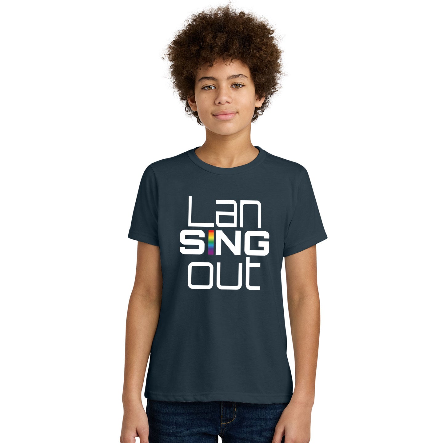 LanSINGout - Stacked Logo Printed Youth Next Level Blend Tee