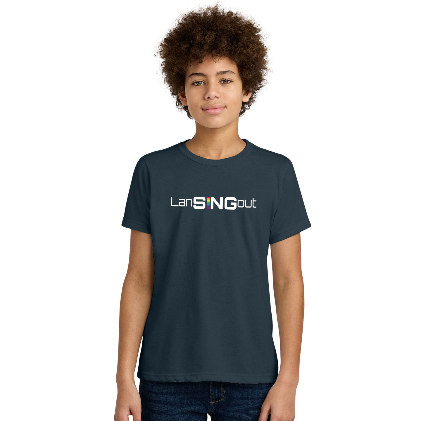 LanSINGout - Wide Logo Printed Youth Next Level Blend Tee