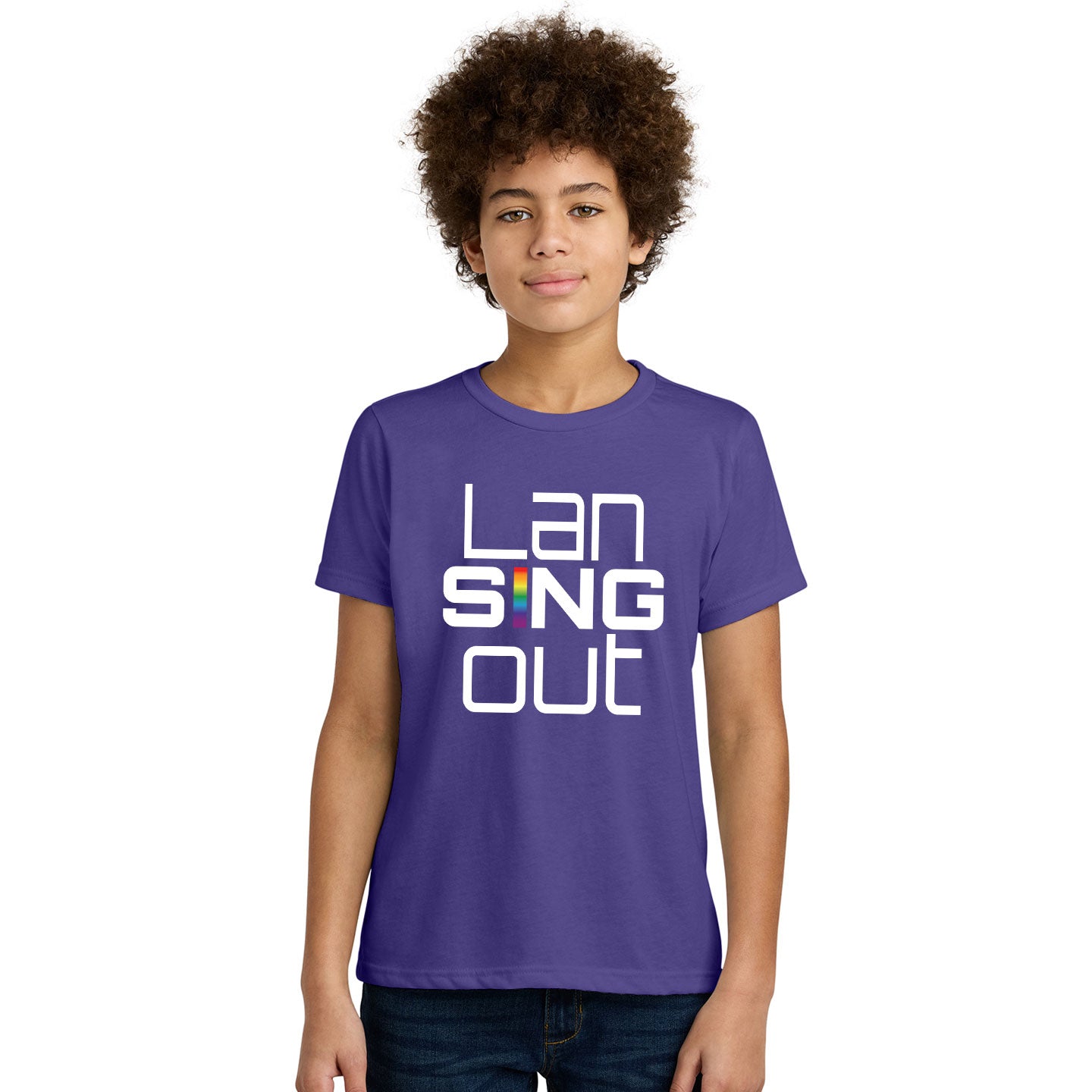 LanSINGout - Stacked Logo Printed Youth Next Level Blend Tee