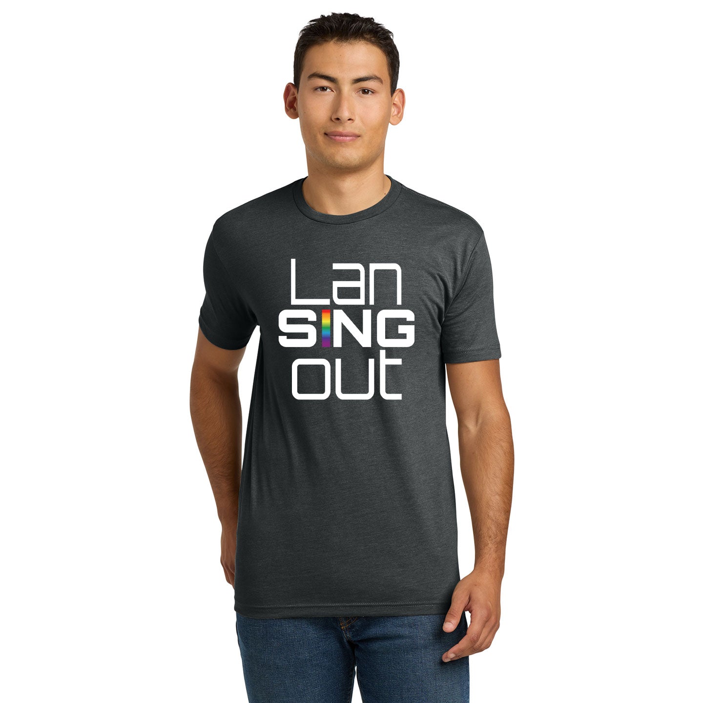 LanSINGout - Stacked Logo Printed Unisex Next Level Blend Tee