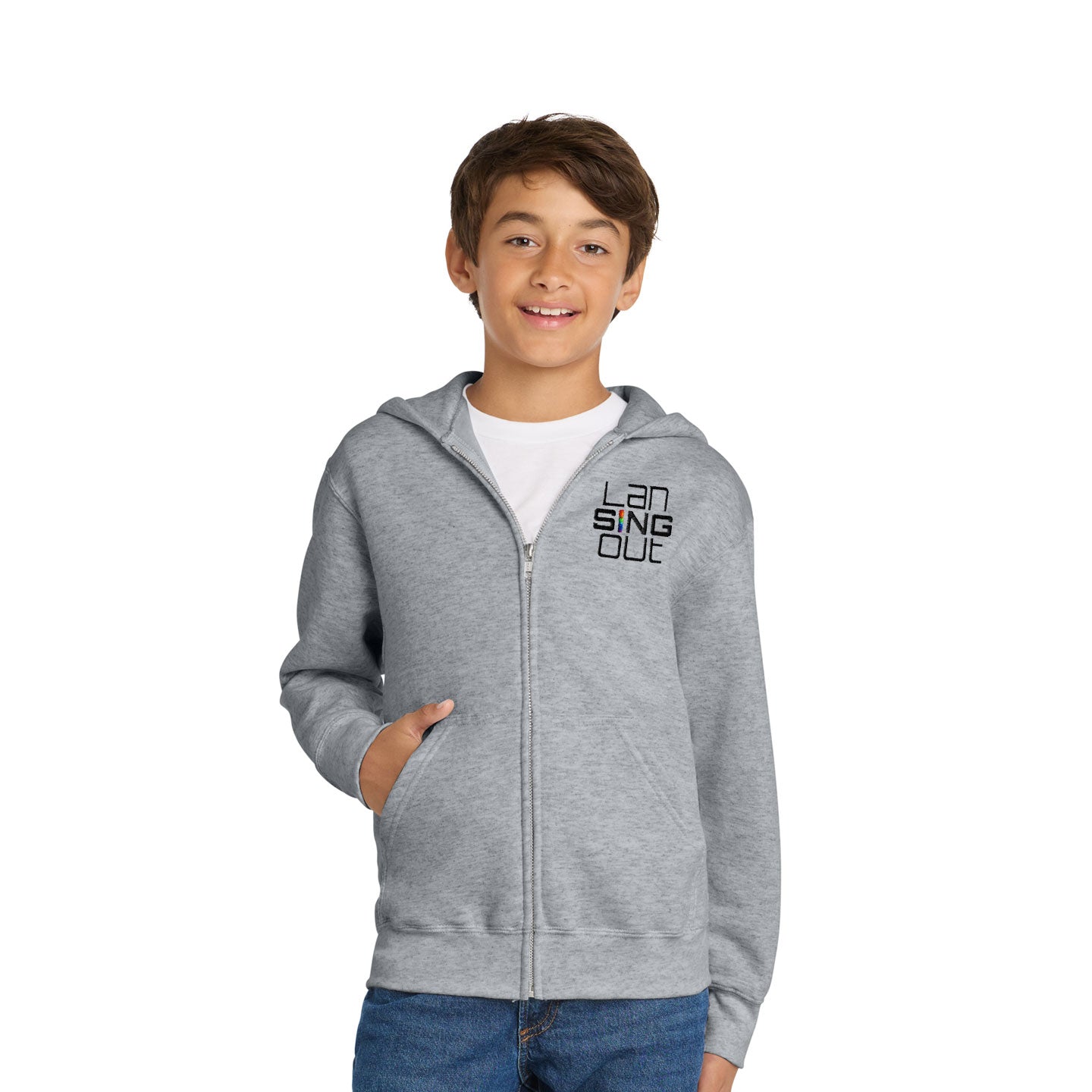 LanSINGout - Stacked Logo Youth Port & Co Pullover Hoodie