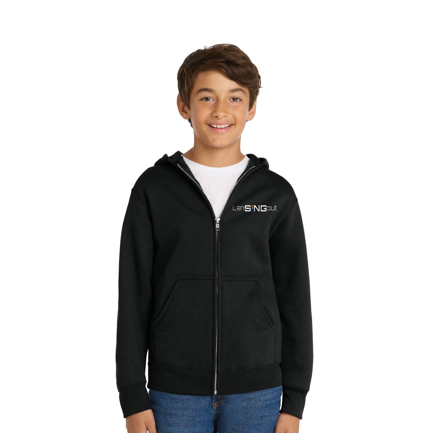 LanSINGout - Wide Logo Youth Port & Co Pullover Hoodie