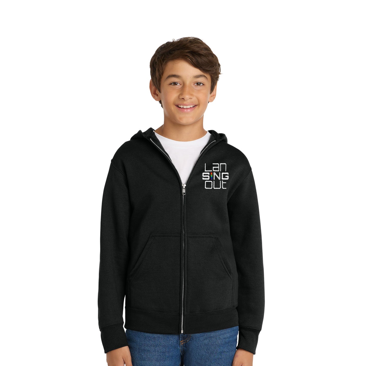 LanSINGout - Stacked Logo Youth Port & Co Pullover Hoodie