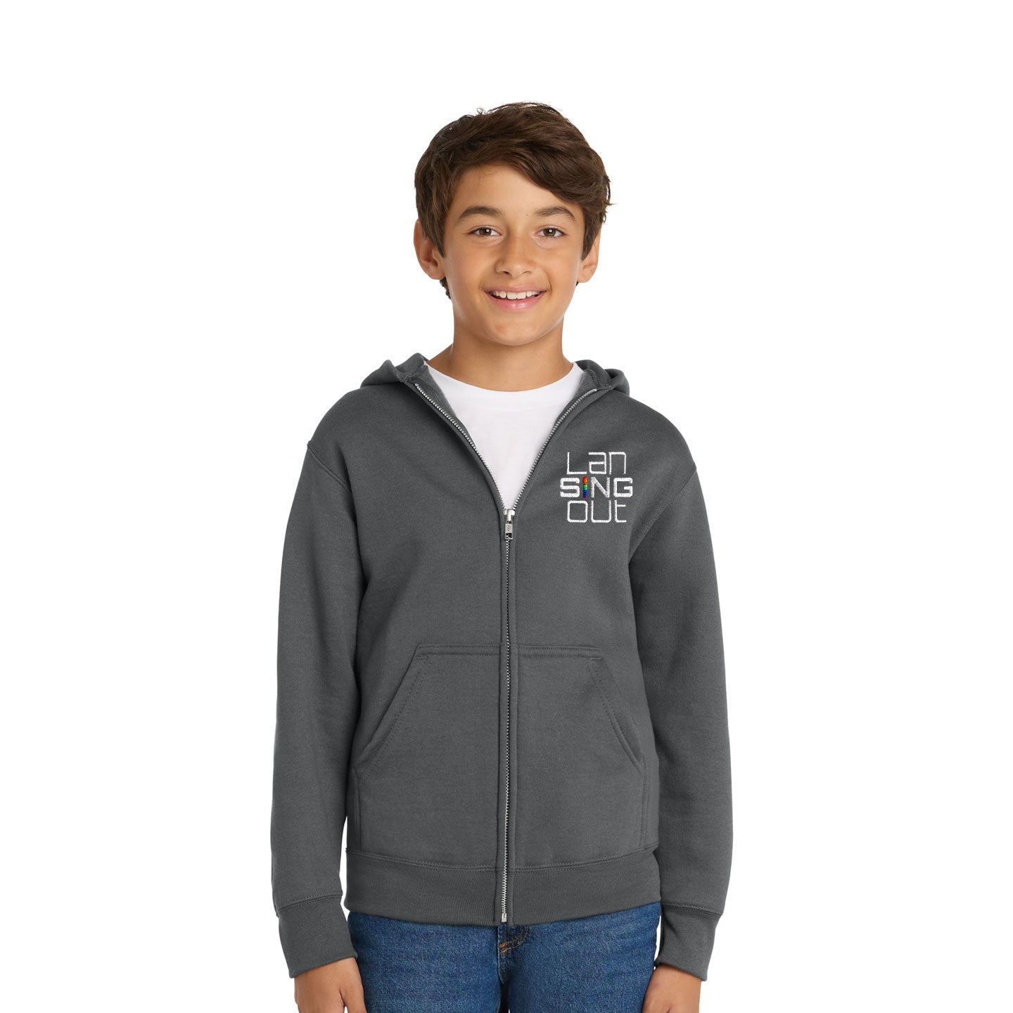 LanSINGout - Stacked Logo Youth Port & Co Pullover Hoodie