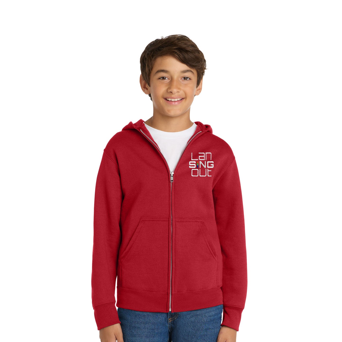 LanSINGout - Stacked Logo Youth Port & Co Pullover Hoodie