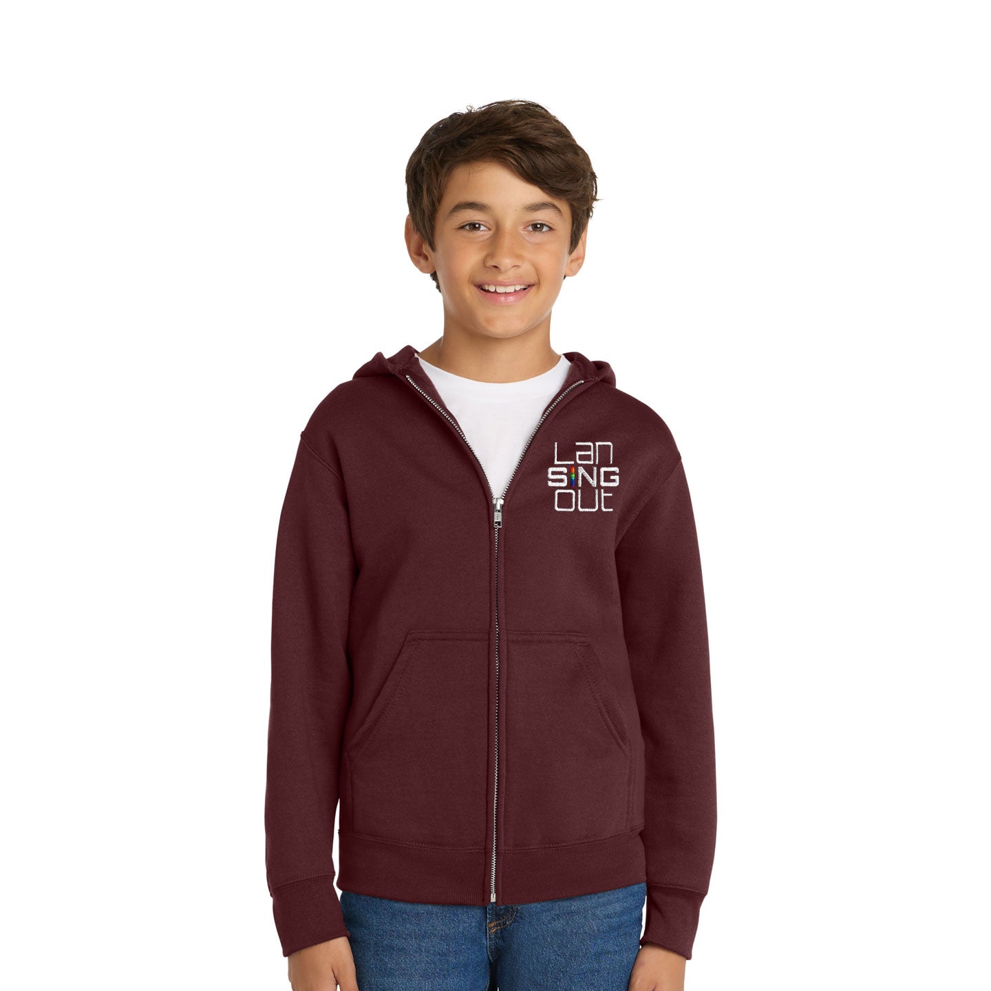 LanSINGout - Stacked Logo Youth Port & Co Pullover Hoodie