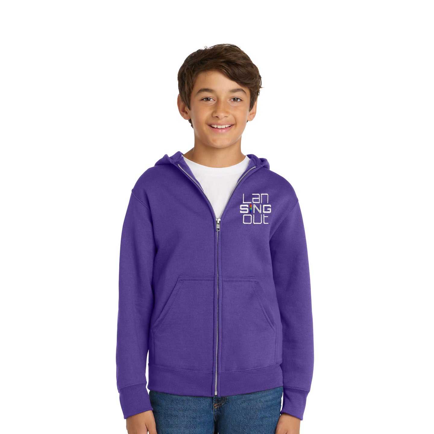 LanSINGout - Stacked Logo Youth Port & Co Pullover Hoodie