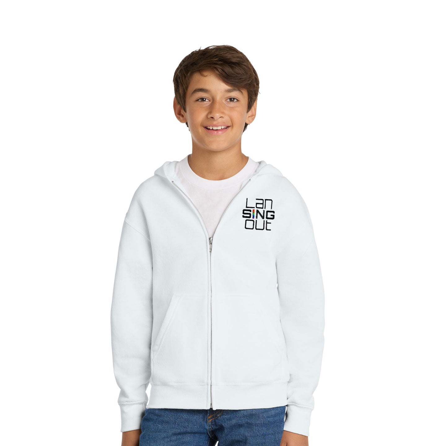 LanSINGout - Stacked Logo Youth Port & Co Pullover Hoodie
