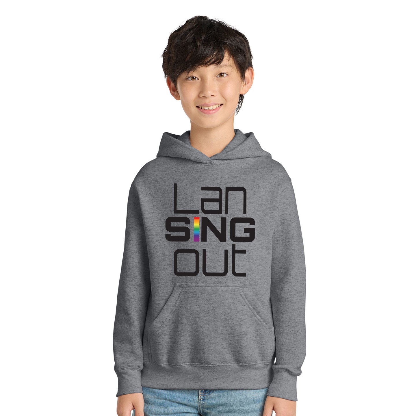 LanSINGout - Stacked Logo Printed Youth Port & Co Pullover Hoodie