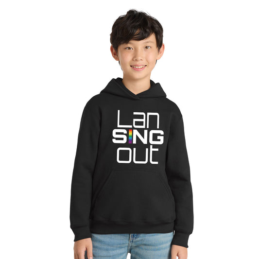 LanSINGout - Stacked Logo Printed Youth Port & Co Pullover Hoodie