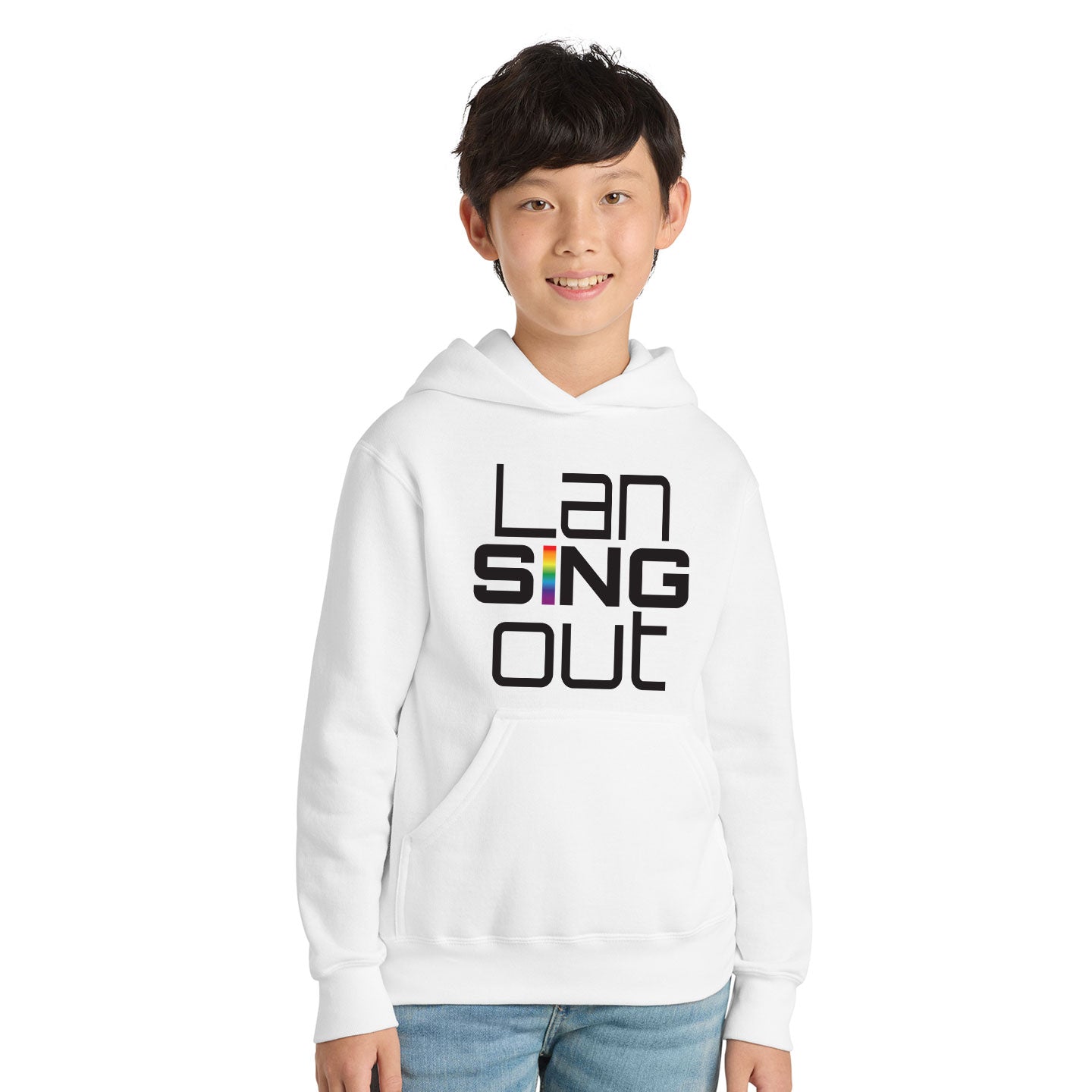 LanSINGout - Stacked Logo Printed Youth Port & Co Pullover Hoodie