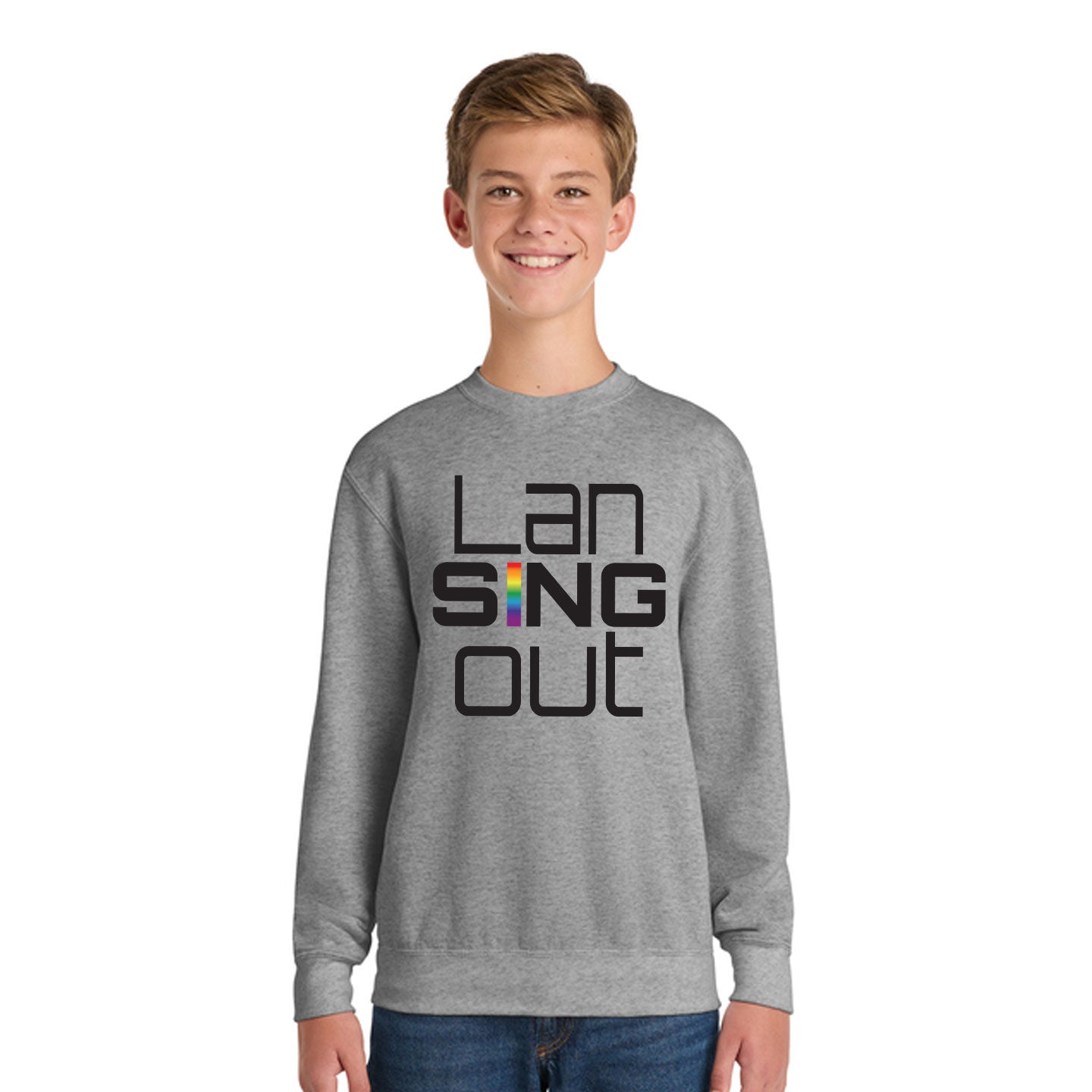 LanSINGout - Stacked Logo Printed Youth Port & Co Sweatshirt