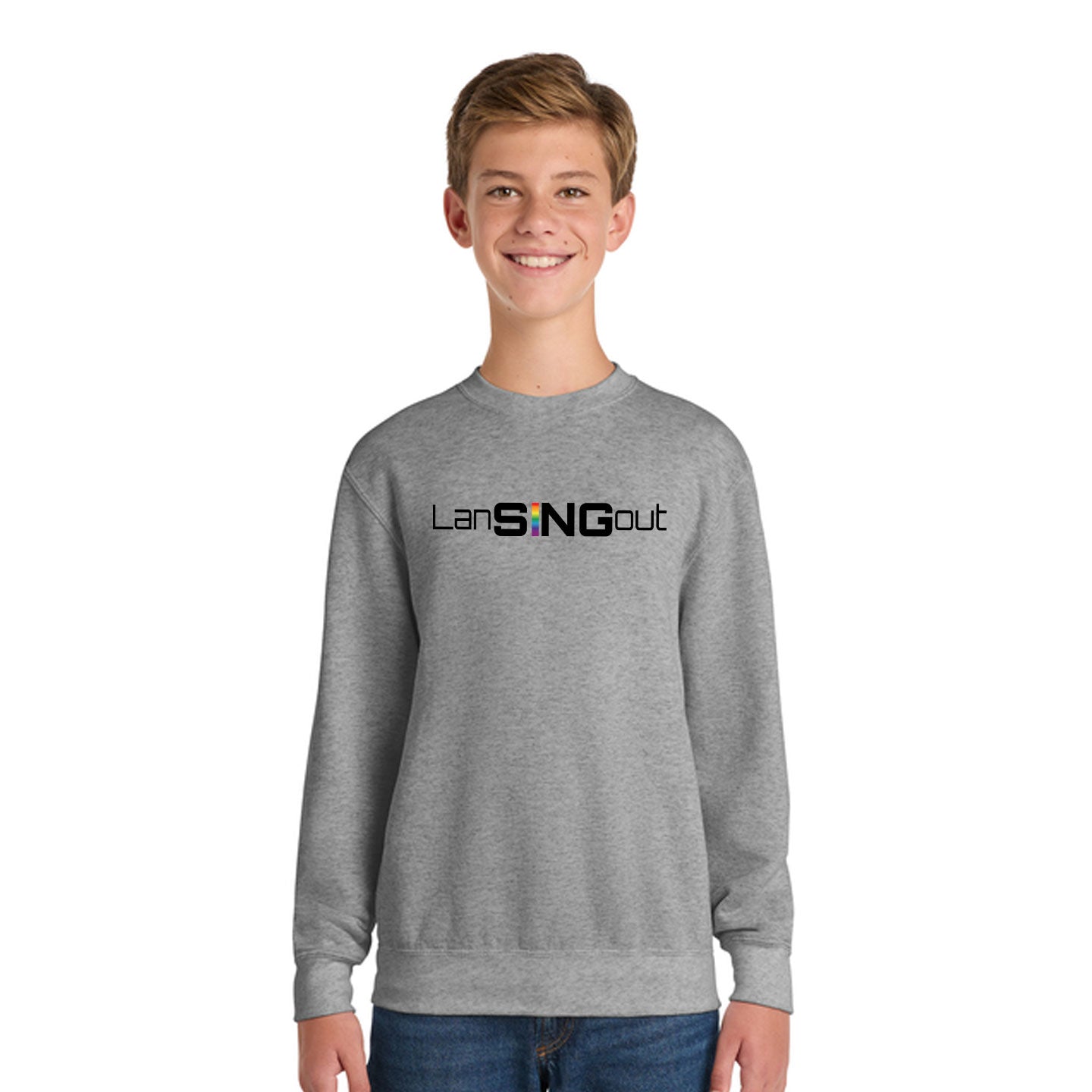 LanSINGout - Wide Logo Printed Youth Port & Co Sweatshirt