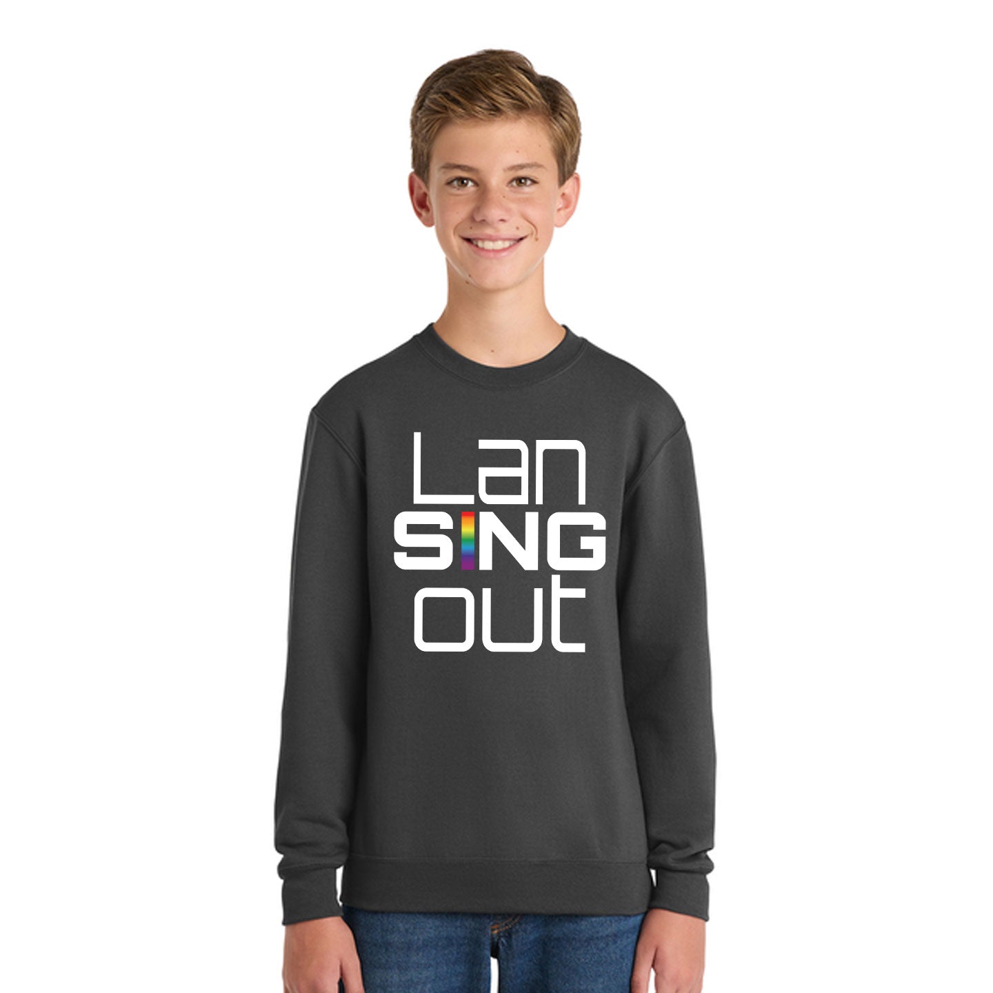 LanSINGout - Stacked Logo Printed Youth Port & Co Sweatshirt