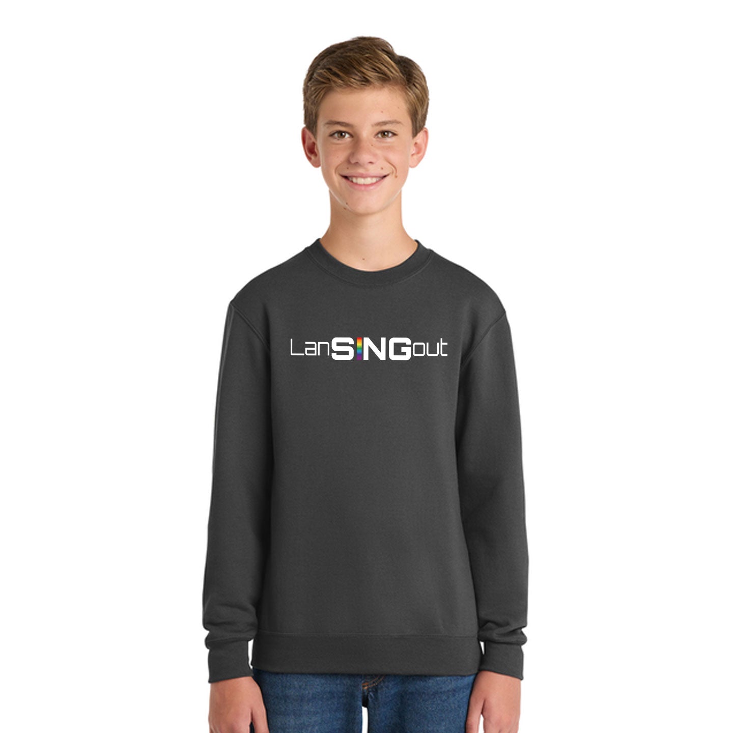 LanSINGout - Wide Logo Printed Youth Port & Co Sweatshirt