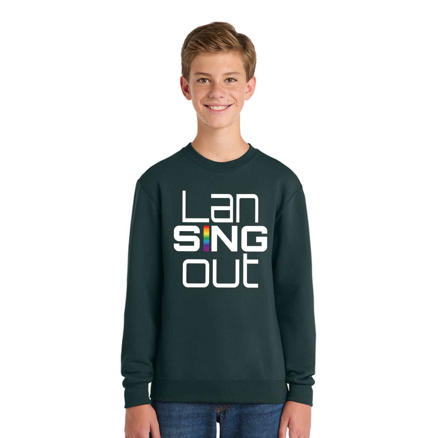 LanSINGout - Stacked Logo Printed Youth Port & Co Sweatshirt
