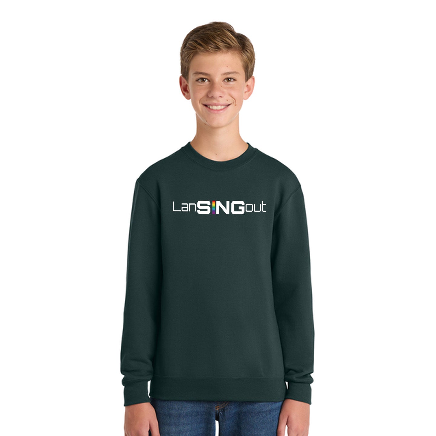 LanSINGout - Wide Logo Printed Youth Port & Co Sweatshirt