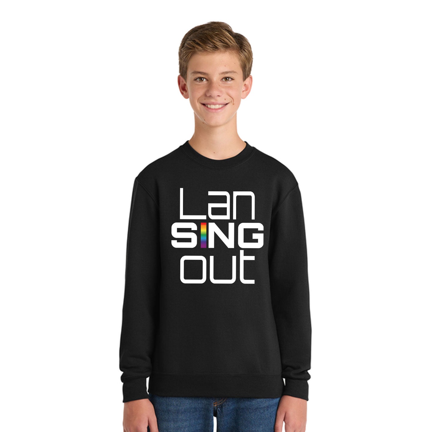 LanSINGout - Stacked Logo Printed Youth Port & Co Sweatshirt