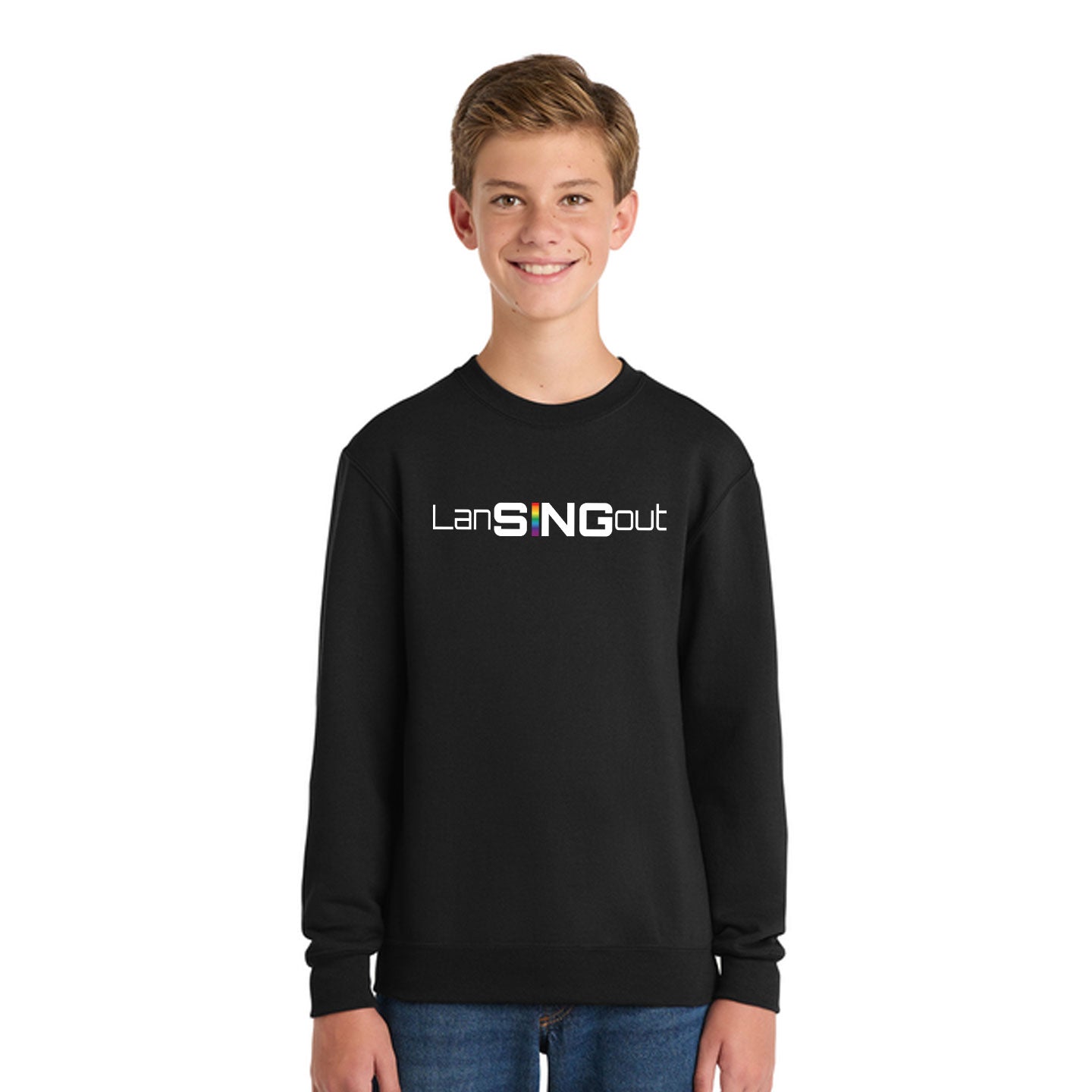 LanSINGout - Wide Logo Printed Youth Port & Co Sweatshirt