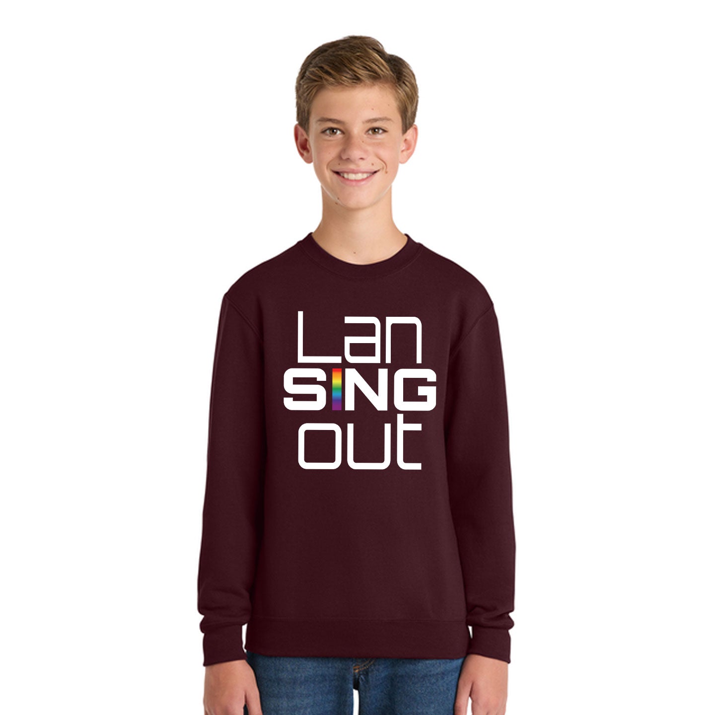LanSINGout - Stacked Logo Printed Youth Port & Co Sweatshirt