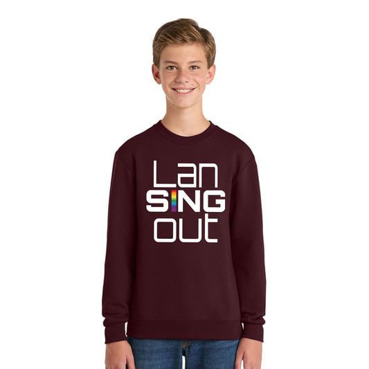 LanSINGout - Stacked Logo Printed Youth Port & Co Sweatshirt