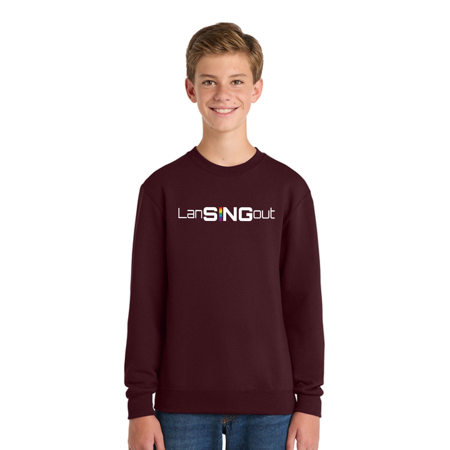 LanSINGout - Wide Logo Printed Youth Port & Co Sweatshirt