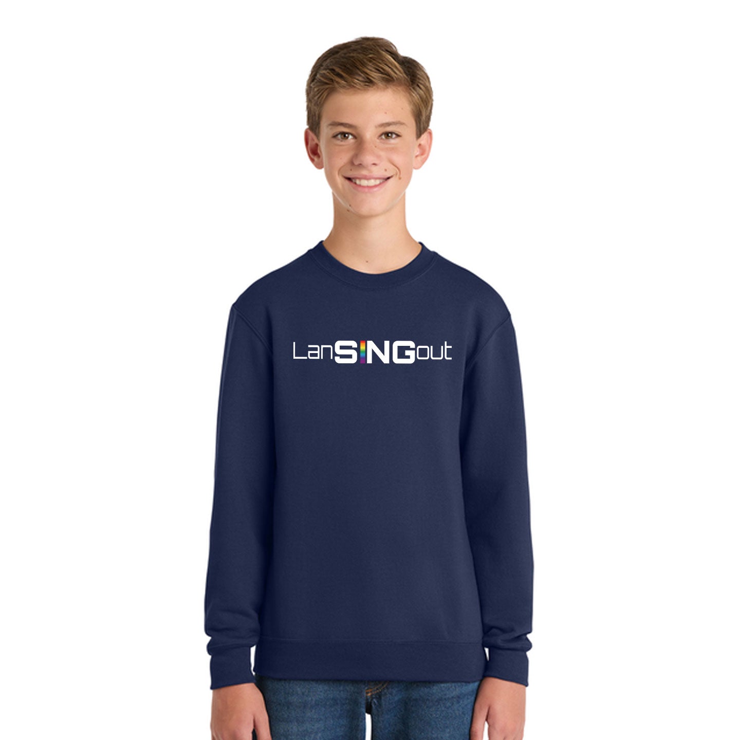 LanSINGout - Wide Logo Printed Youth Port & Co Sweatshirt