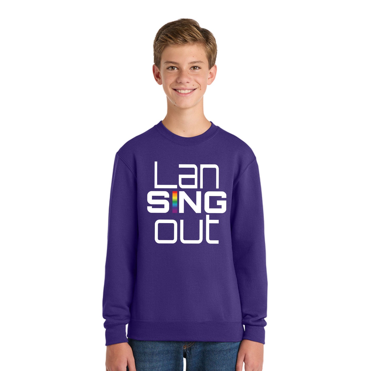 LanSINGout - Stacked Logo Printed Youth Port & Co Sweatshirt