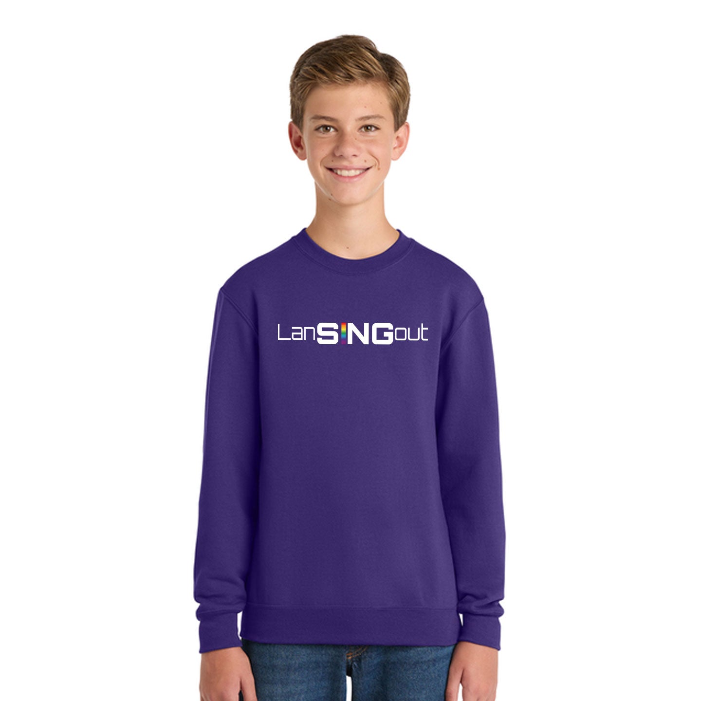 LanSINGout - Wide Logo Printed Youth Port & Co Sweatshirt