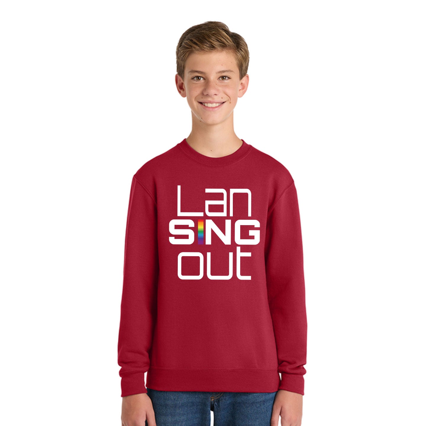 LanSINGout - Stacked Logo Printed Youth Port & Co Sweatshirt