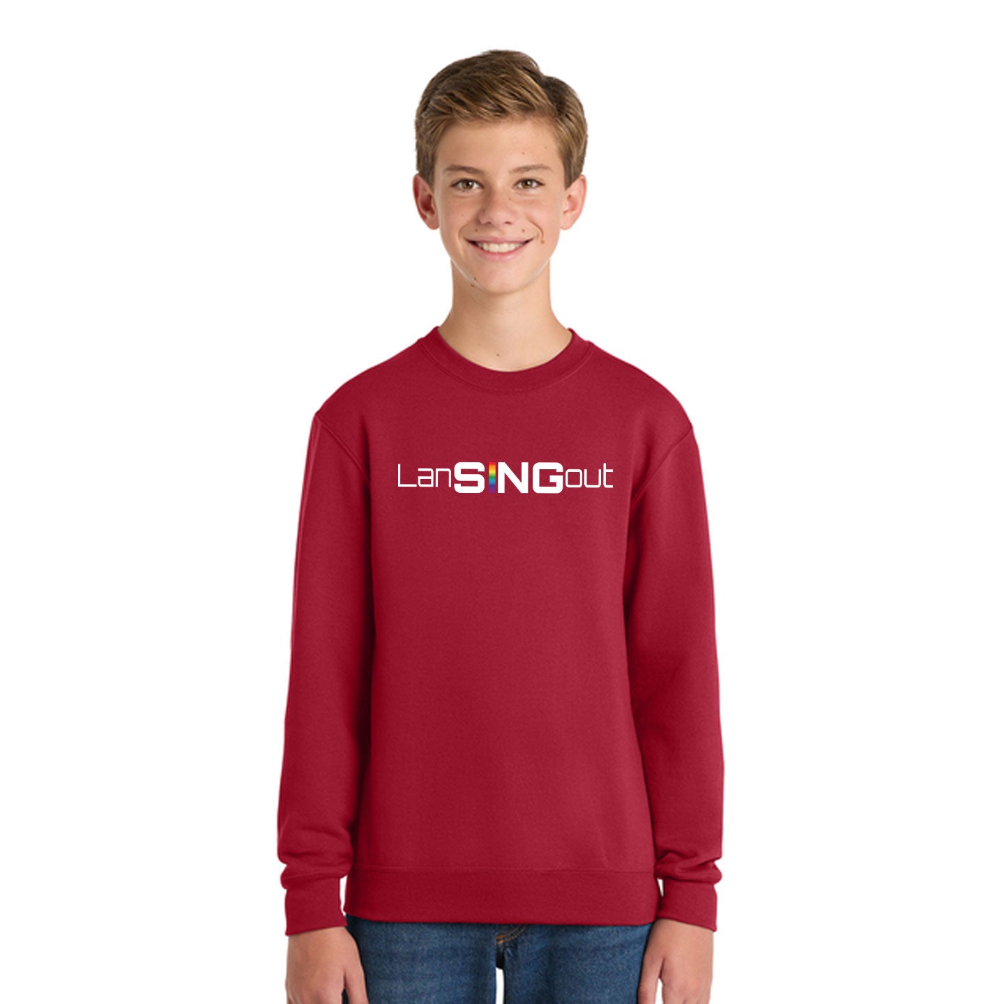 LanSINGout - Wide Logo Printed Youth Port & Co Sweatshirt