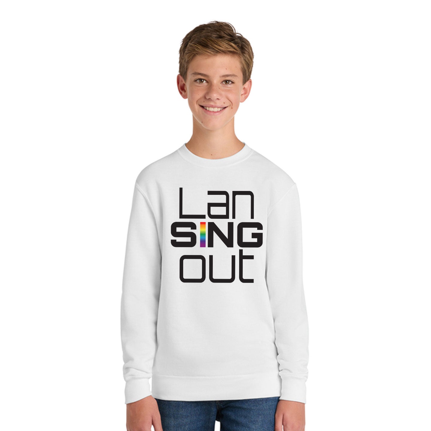 LanSINGout - Stacked Logo Printed Youth Port & Co Sweatshirt