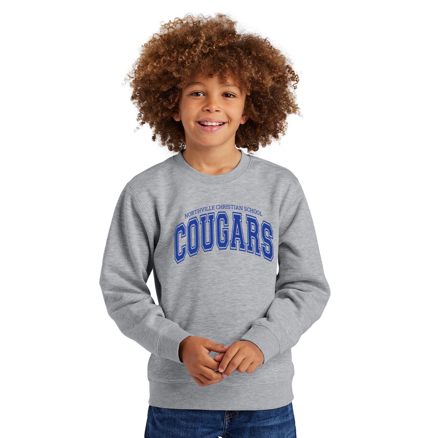 NVCS - Cougars Wordmark District Youth V.I.T. Fleece Crew