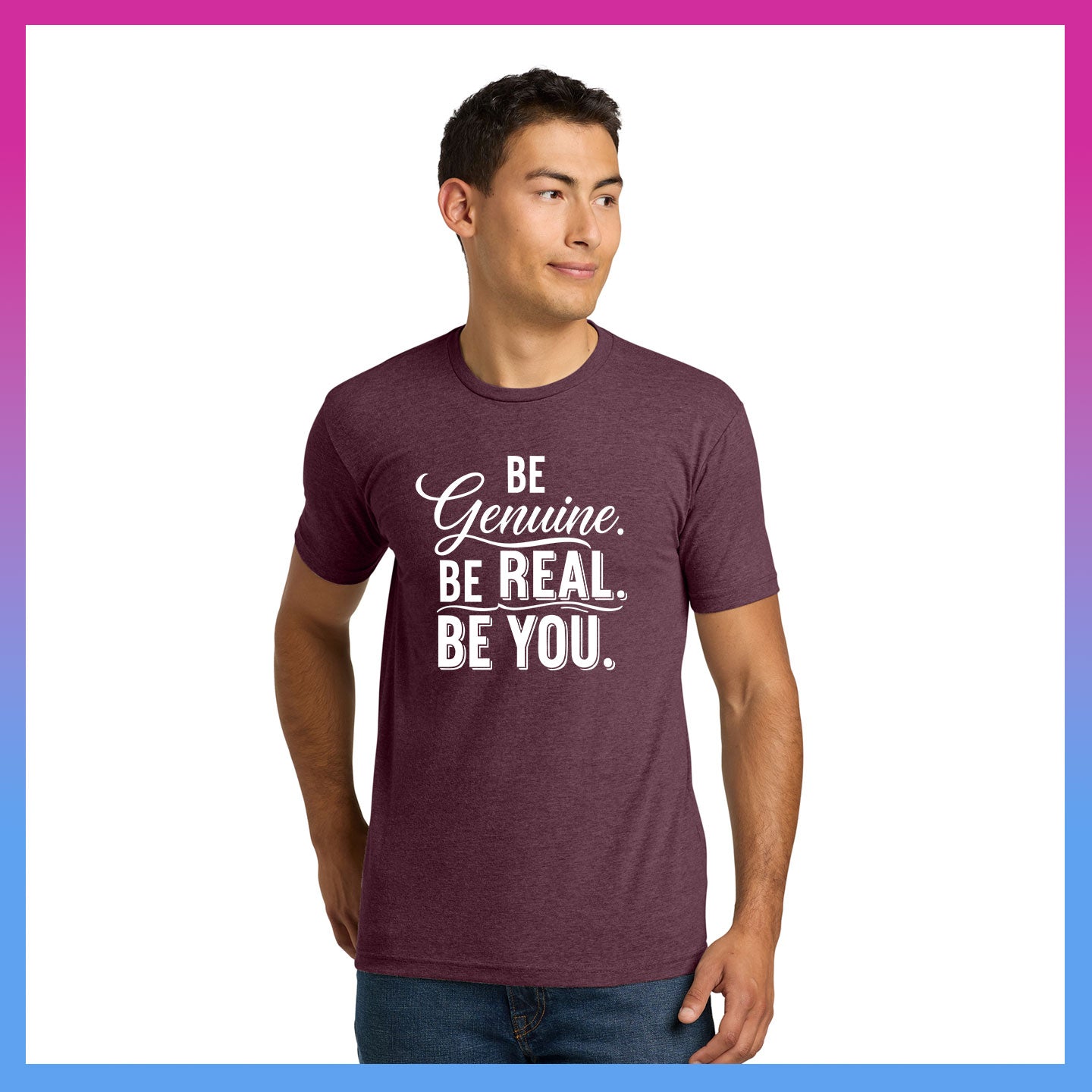 Domino Effect Apparel -  Be Genuine Typography Printed Unisex Next Level Blend Tee